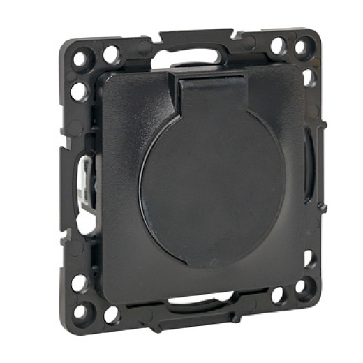EKF PROxima Стокгольм Черный Розетка с/з, со шторками и крышкой, 16А, IP44