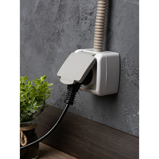 EKF PROxima Мурманск Розетка 1-местная 16А с заземлением с крышкой IP54 серый с защитными шторками