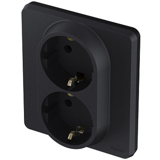 Legrand/Daccord INSPIRIA Антрацит Розетка 2 x 2К+З - немецкий стандарт - 16 А - 250 В