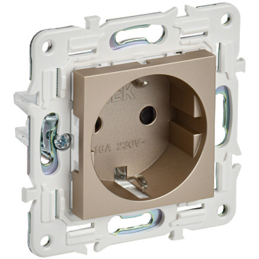 IEK SKANDY Шампань Розетка с/з с защитными шторками 16А б/к SK-R06Sh
