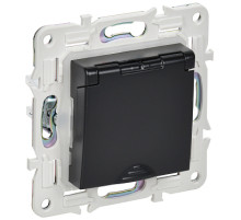 IEK SKANDY Черный Розетка с/з с защитными шторками и крышкой 16А IP44 SK-R11Bl