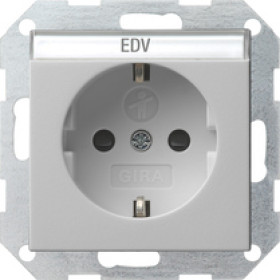 Gira Розетка с з/к, с затвором (shutter) и символом  и полем для надписи