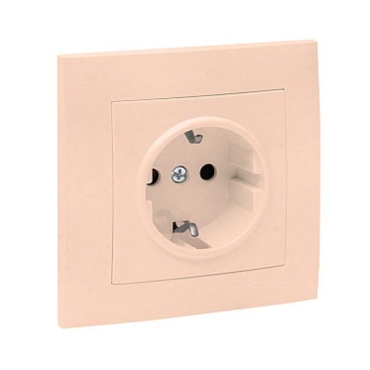 EKF PROxima Валенсия розетка 1-местная с/з 16А кремовая с защ. штор.