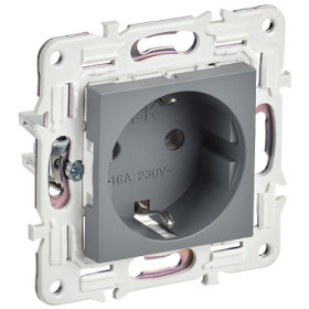 IEK SKANDY Серый Розетка с/з без защитных шторок 16А SK-R05Gr
