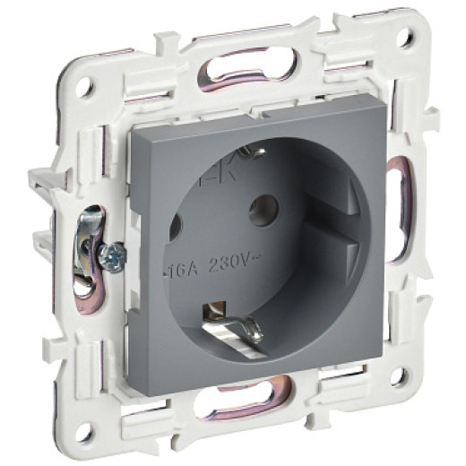 IEK SKANDY Серый Розетка с/з без защитных шторок 16А SK-R05Gr