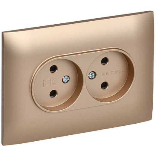 IEK SKANDY Песочный Розетка 2-ая б/з с защитными шторками 10А в сборе SK-R09Sa