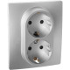 Розетка двойная с заземлением - Legrand/Daccord Inspiria - со шторками в сборе 16А 250В винтовые зажимы - алюминий