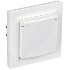 IEK BRITE BASE Белый Розетка с кр. 16А IP44 РСбш10-3-44-БрБ в сборе