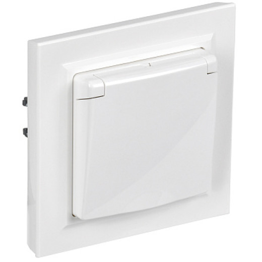 IEK BRITE BASE Белый Розетка с кр. 16А IP44 РСбш10-3-44-БрБ в сборе