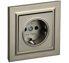 IEK BRITE Шампань Розетка с/з с защ.шторк. 16А в сб. РСР14-1-0-БрШ