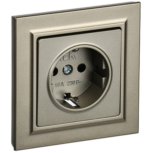 IEK BRITE Шампань Розетка с/з с защ.шторк. 16А в сб. РСР14-1-0-БрШ