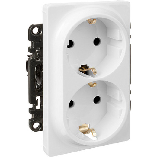 Legrand Valena LIFE DIY Бел Розетка 2-ая с/з с защитными шторками, безвинт.зажим