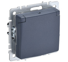 IEK BRITE BASE Маренго Розетка 1-м с/з с защ. штор и крыш 16А IP44 РСбш10-3-44-БрМ