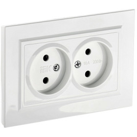 IEK BRITE Белый Розетка 2-м б/з без защ штор 10А в сборе РС12-2-БрБ
