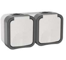 IEK TORS Розетка 2-ая с з/к кр. гориз. 16А IP55 TS222 белый