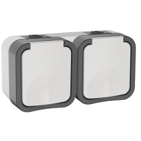 IEK TORS Розетка 2-ая с з/к кр. гориз. 16А IP55 TS222 белый