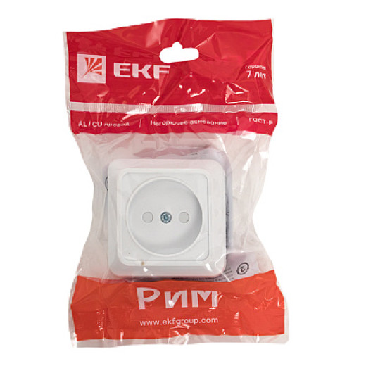 EKF Рим Розетка 1-мест. 10А б/з бел. с защ. штор.