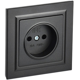 IEK BRITE Черный Розетка без з/к/ш 10А в сборе РСР10-1-0-БрЧ
