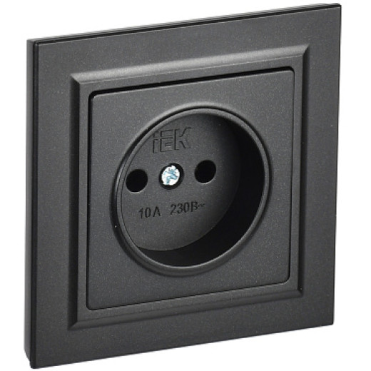 IEK BRITE Черный Розетка без з/к/ш 10А в сборе РСР10-1-0-БрЧ