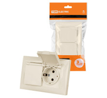 TDM Розетка двойная 2П+З 16А 250В IP44 с защ. шт. с крышкой сл. кость 