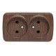 EKF Basic Минск Темное дерево Розетка 2-ая, б/з, 10А, ОП