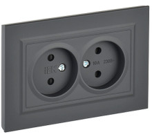 IEK BRITE Графит Розетка 2-я без з/к с з/ш 10А в сб. РСш12-2-БрГ