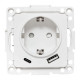 EKF Стокгольм Механизм Розетки 1-местной с/з, USB A+C 16А винтовые клеммы белый с защ. штор.