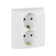 Legrand Etika Белый Розетка 2-ая с/з со шторками, автоматические клеммы.