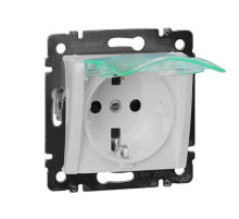 Legrand Valena Бел Розетка 1-ая с/з с крышкой и защитными шторками IP44 (к простой рамке)