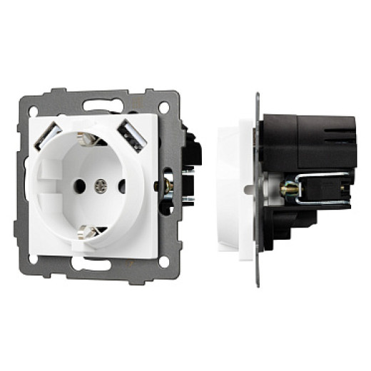 Arlight Механизм розетки с USB зарядкой SCT-MUAA-PL-WH-V (250V, 16A) (-)