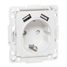 EKF Стокгольм Механизм Розетки 1-местной с/з, USB 2A 16А винтовые клеммы белый с защ. штор.
