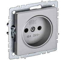 IEK BRITE BASE Алюминий Розетка 1-м б/з без защ штор 10А РС10-1-0-БрА