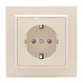 EKF Basic Минск Бежевый Розетка с/з, со шторками, 16А, СП