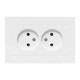 EKF Эпика Механизм розетки двойной, 16А, без заземления, без шторок, с рамкой, белый