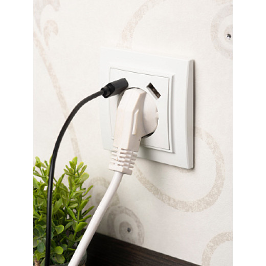 EKF Basic Минск Белый Розетка с/з, со шторками, 16А, с 2 USB 2,1А, СП