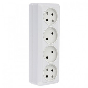 EKF PROxima Рим Розетка 4-местная 10А без заземления белая