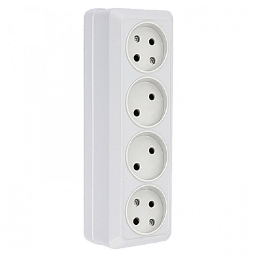 EKF PROxima Рим Розетка 4-местная 10А без заземления белая