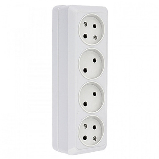 EKF PROxima Рим Розетка 4-местная 10А без заземления белая