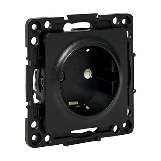 EKF PROxima Стокгольм Черный Розетка с/з, со шторками, 16А ,винт.клеммы