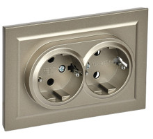 IEK BRITE Шампань Розетка 2-м с/з с защ. штор. 16А в сборе РСш12-3-БрШ