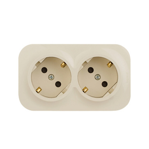 Legrand Quteo IP 20 Слоновая кость Розеточный блок с предварительным подключением 2 x 2К+З с защитными шторками - 16 A - 250 В~
