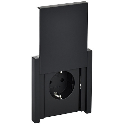 IEK FORTE&PIANO Черный Розетка с/з со шт с крышкой безвинтовое крепление 16А IP44 FP119
