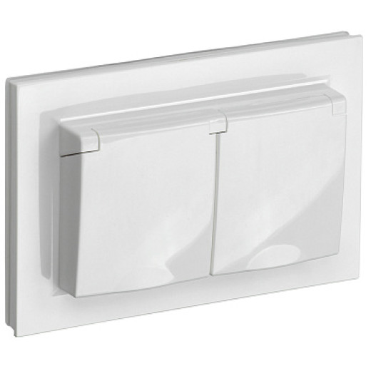 IEK BRITE Белый Розетка 2-м с/з с защ штор и крыш 16А в сборе IP44 РСбш12-3-44-БрБ