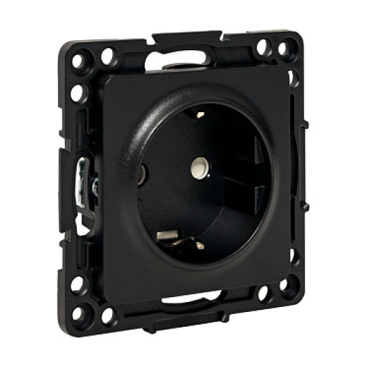 EKF PROxima Стокгольм Черный Розетка с/з, со шторками, 16А ,винт.клеммы