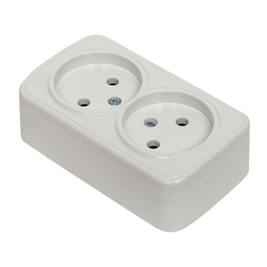 EKF Basic Минск Белый Розетка 2-я, б/з, 10А, ОП