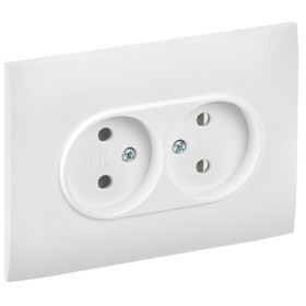 IEK SKANDY Арктический белый Розетка 2-ая б/з 10А в сборе SK-R10W