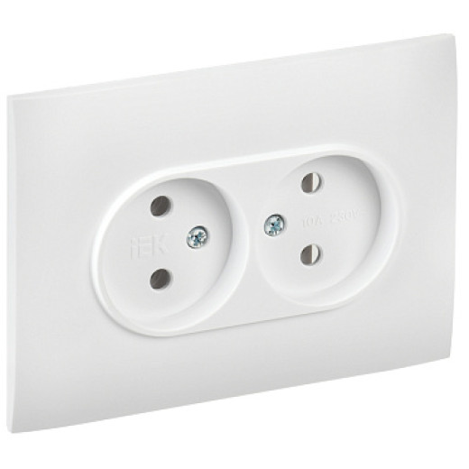 IEK SKANDY Арктический белый Розетка 2-ая б/з 10А в сборе SK-R10W