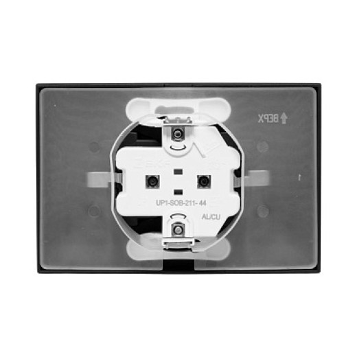 EKF Эпика Механизм розетки двойной, 16А, IP44, с заземлением, со шторками, с рамкой, с крышками, чёрный