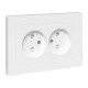 EKF Эпика Механизм розетки двойной, 16А, без заземления, со шторками, с рамкой, белый