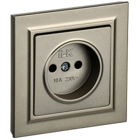 IEK BRITE Шампань Розетка б/з без защ.шт. з/к/ш 10А в сборе РСР10-1-0-БрШ